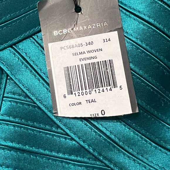 BCBGMaxAzria Blue Mini Bodycon Dress with Ribbed Bustier and Spaghetti Straps - Picture 8 of 8